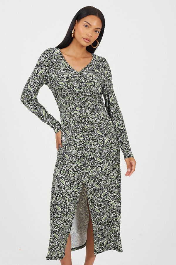 Brave Soul Vestido largo estampado verde