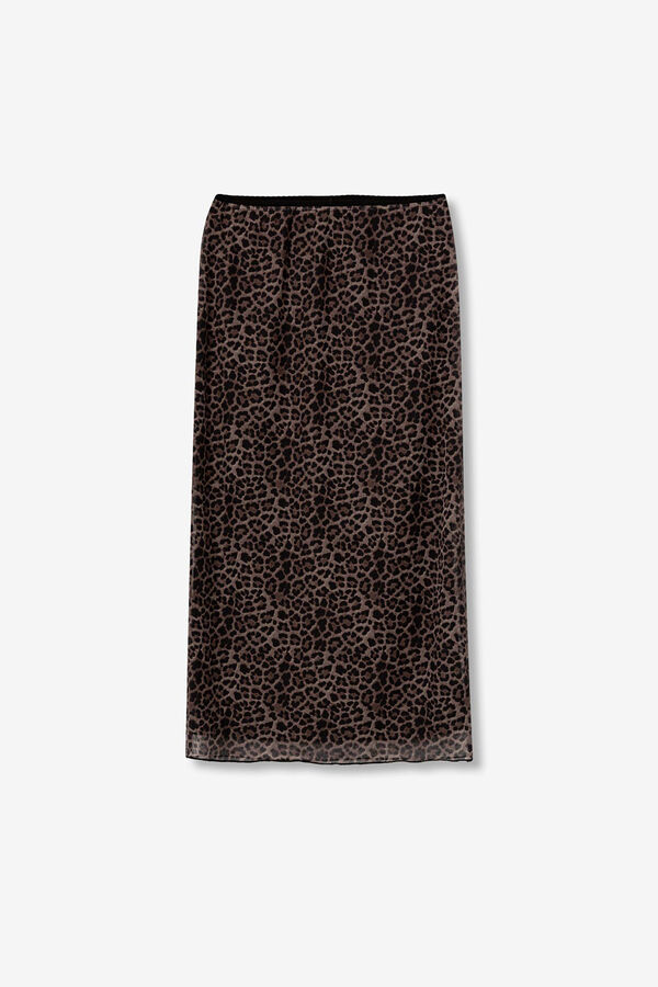 Tiffosi Young Falda midi animal print marr&oacute;n