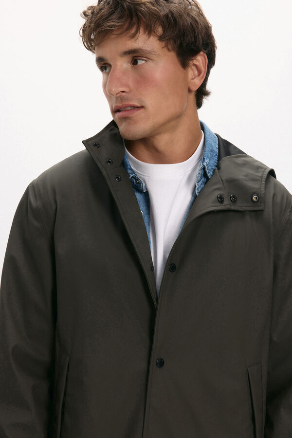 Only & Sons Imperme&aacute;vel com capuz cinzento