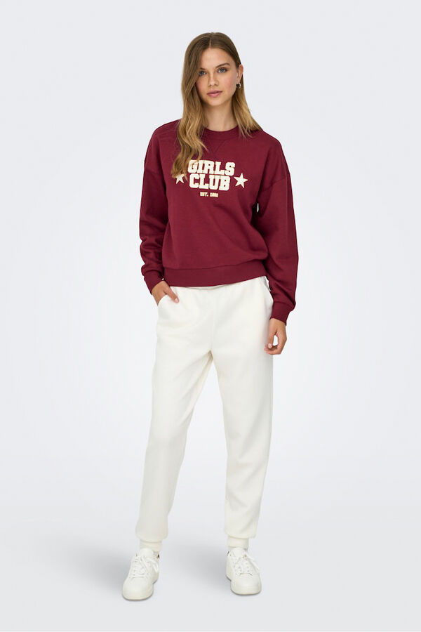 Only Sudadera texto frontal rojo