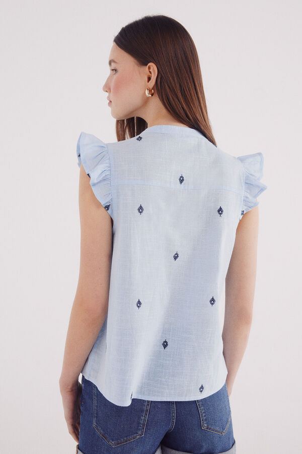 Springfield Blusa bordados geom&eacute;tricos azul