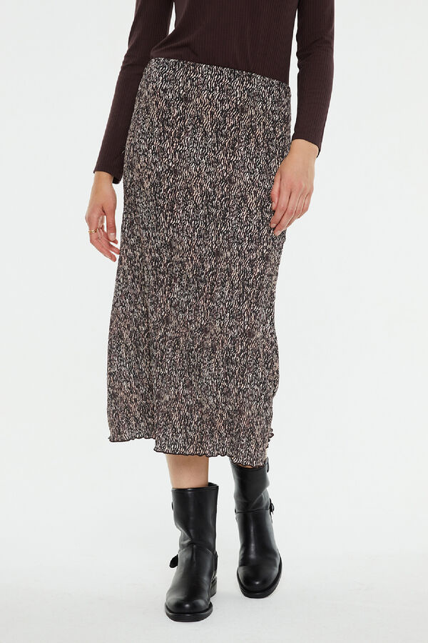 System Action Falda midi plisada estampada blanco