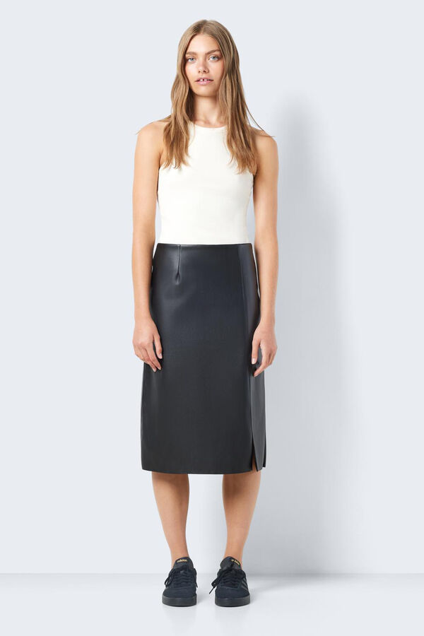 Noisy May Falda midi polipiel negro