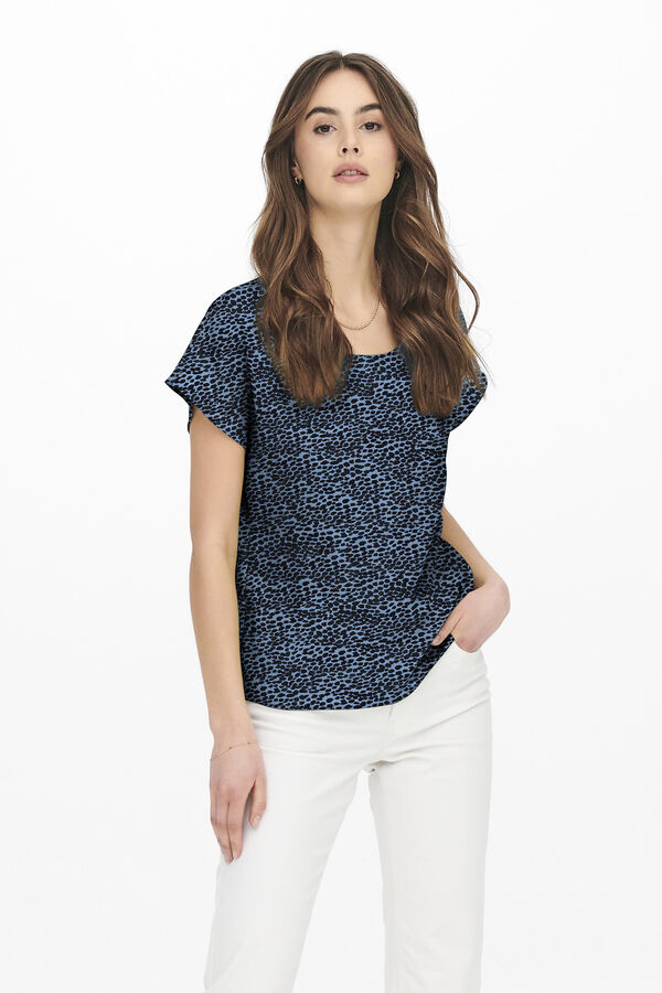 JDY Top cuello redondo azul