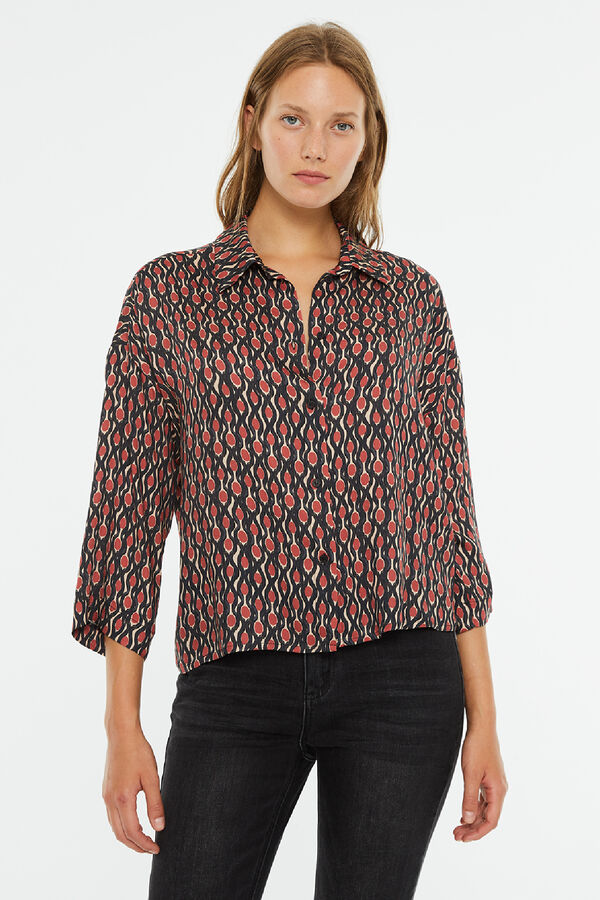 System Action Camisa manga comprida com estampado geom&eacute;trica estampado