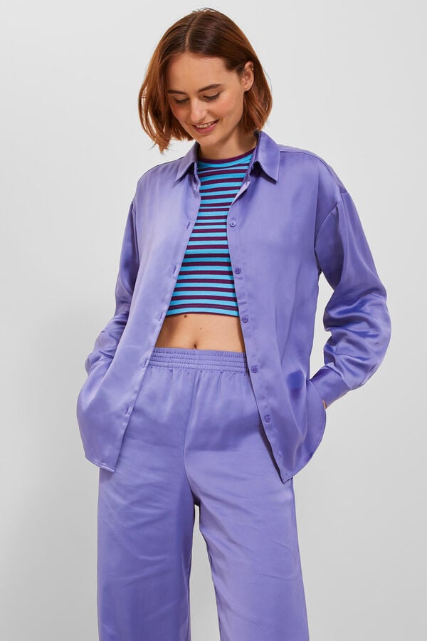 Jack & Jones Camisa satinada de manga larga morado/lila