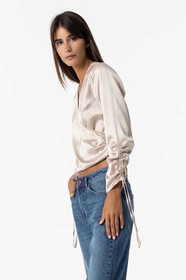 Tiffosi Blusa Cruzada Acetinada preto