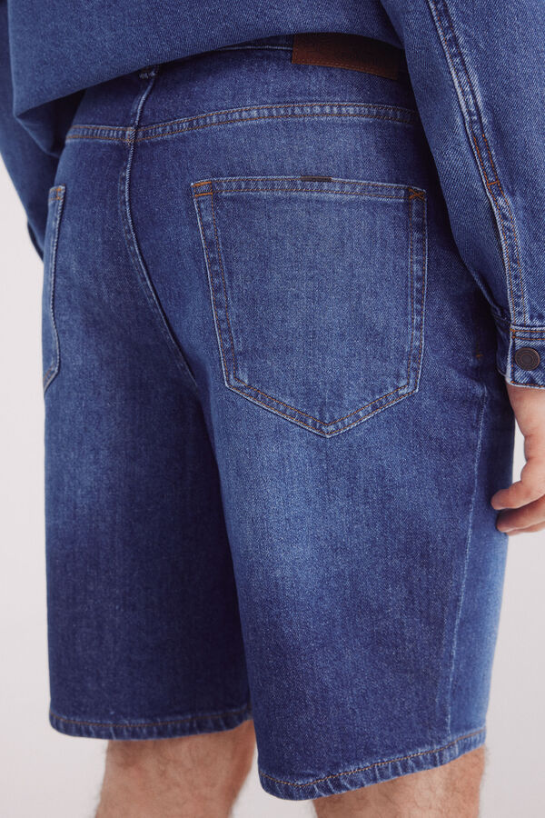 Springfield Bermuda jeans regular fit , lavagem média escura azul