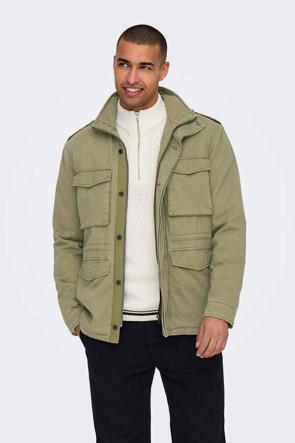 Only & Sons Chaqueta sahariana de hombre verde