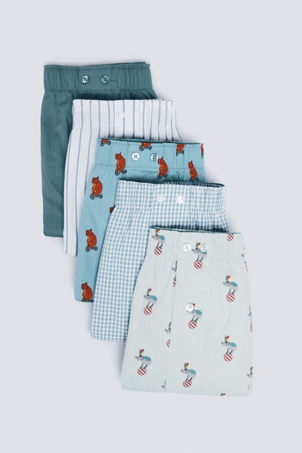 Springfield Pacote com 5 cuecas de popelina estampadas azul