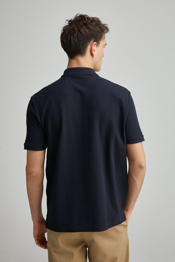 Springfield Polo piqué com fecho-éclair e regular fit azul