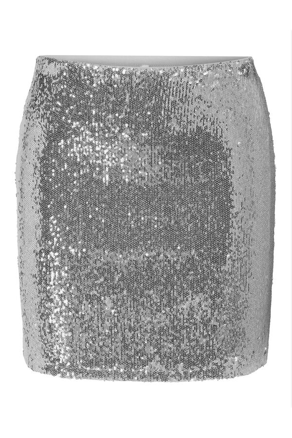Only Saia curta de lantejoulas cinzento