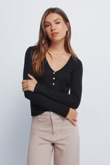 Springfield Camiseta panadera punto cortado negro