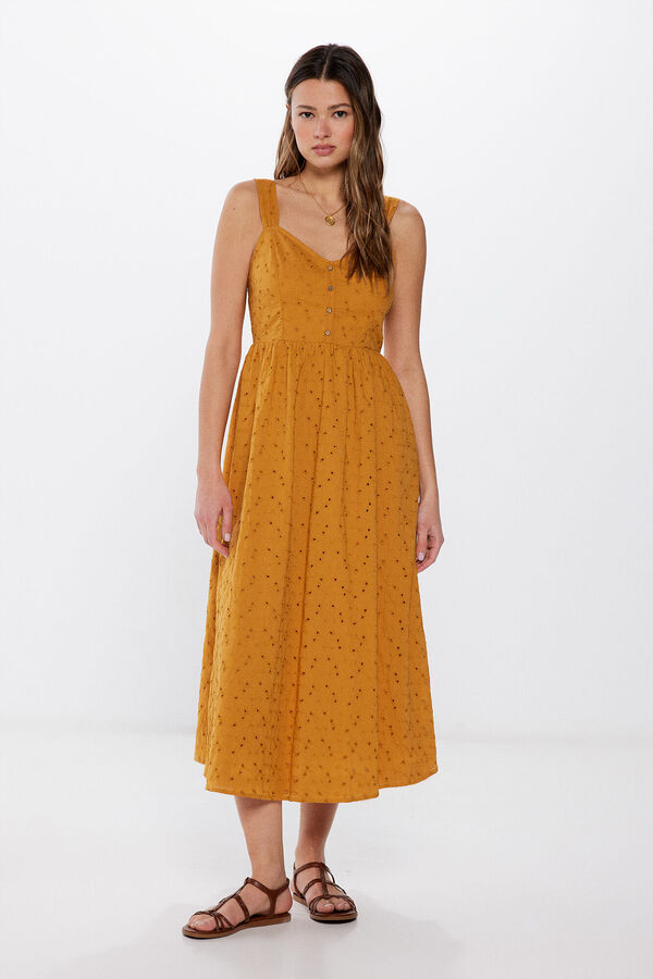 Springfield Vestido Midi Bordados Schiffly estampado