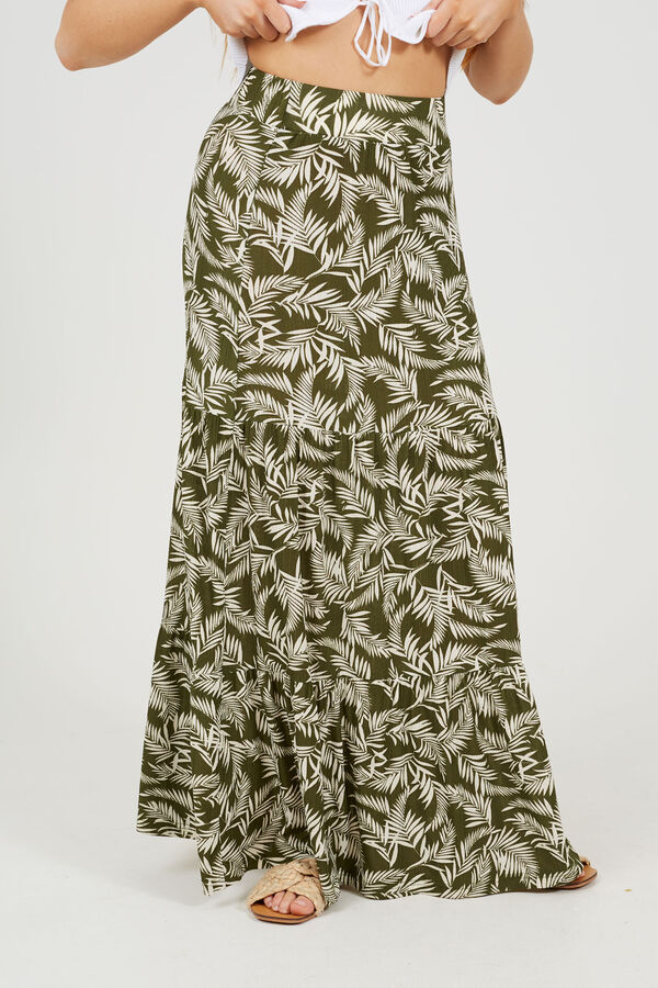 Brave Soul Falda con estampado de hojas verde