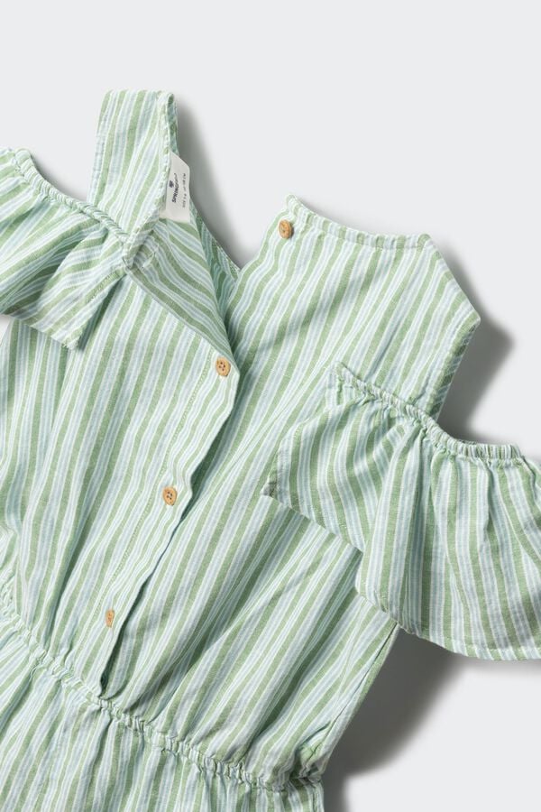 Springfield Kids Jardineiras curtas de riscas para menina verde