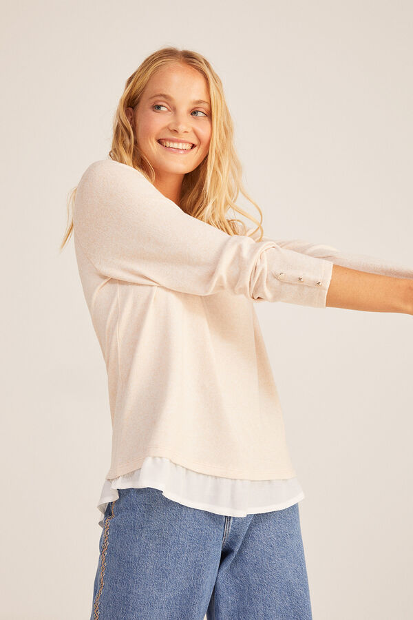 Springfield Camiseta Punto Cortado Botones Pu&ntilde;os nude