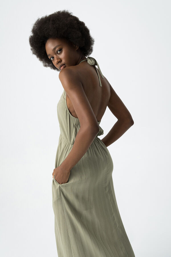 Tiffosi Vestido midi con cuello halter y apliques verde