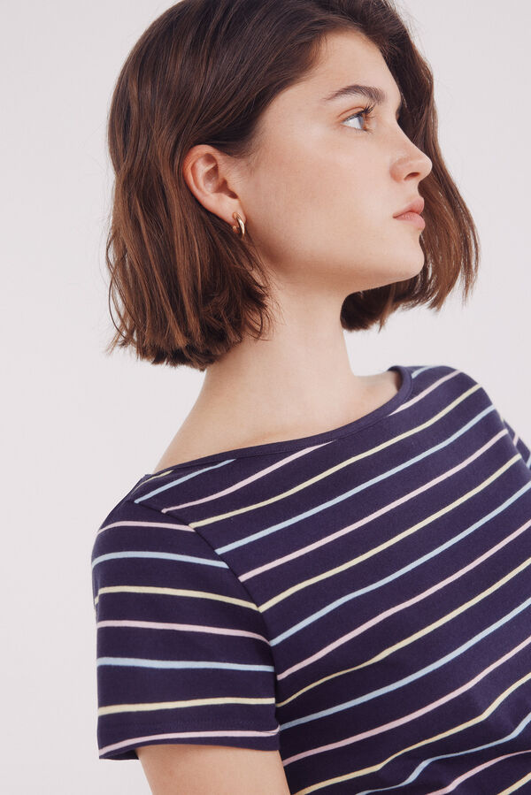 Springfield Camiseta semi entallada cuello barco azul