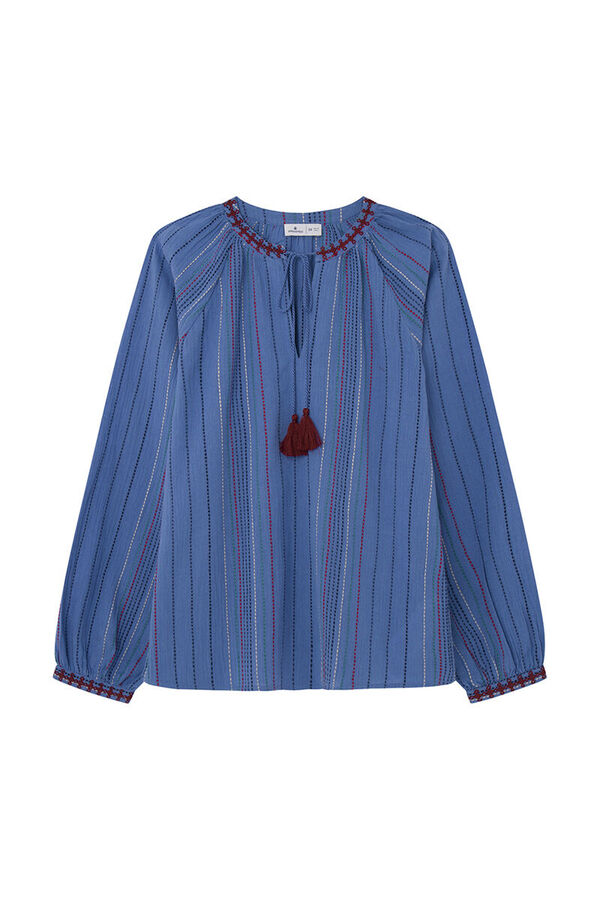 Springfield Blusa Boho Rayas Estructura azul