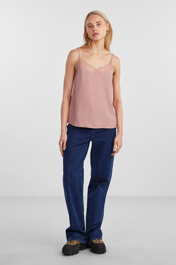 Pieces Blusa lencera de tirantes. morado/lila