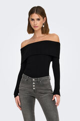 Only Jersey cuello barco vuelto negro