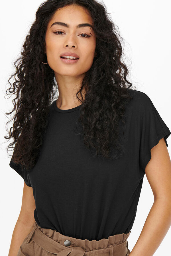 JDY T-shirt decote redondo  preto