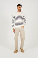 Brave Soul Camisa polo de malha riscas bege