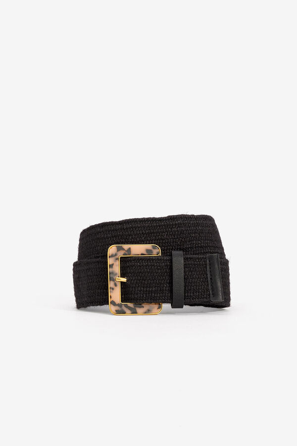 Tiffosi Cintur&oacute;n Trenzado hebilla animal print. negro