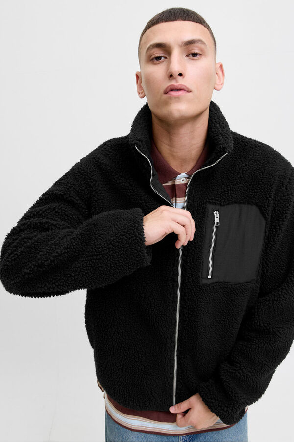 Jack & Jones Casaco de pel&uacute;cia preto