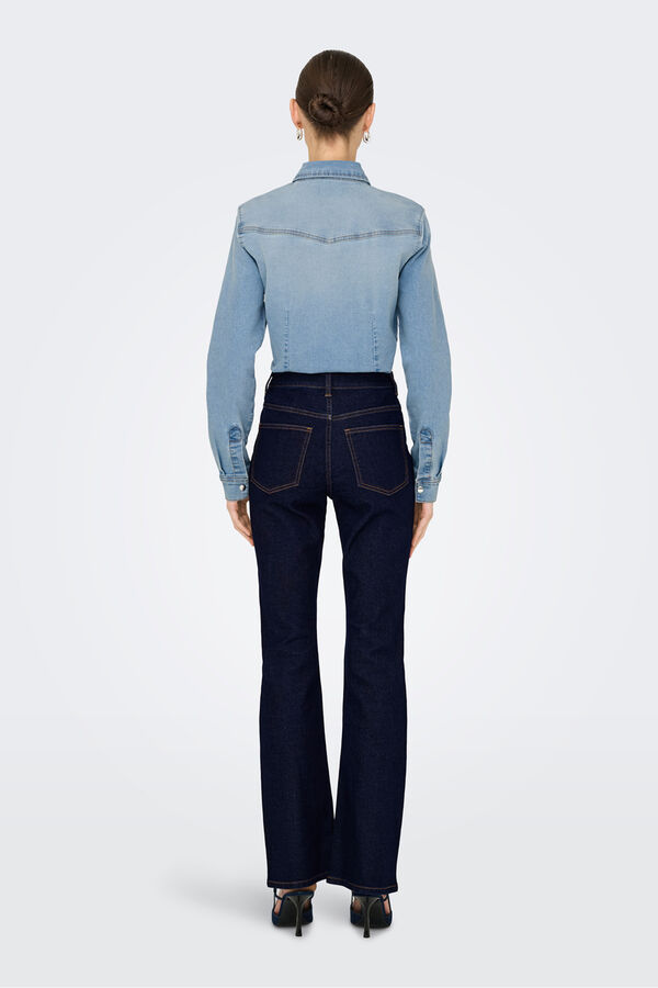 JDY Jeans campana tiro alto azul
