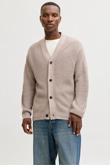 Jack & Jones C&aacute;rdigan b&aacute;sico cuello pico gris