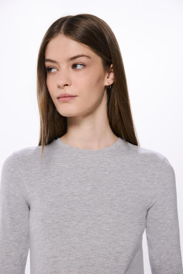 Springfield Camiseta justa de algodão  cinzento