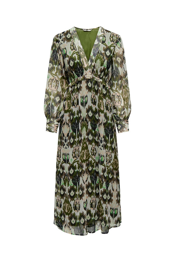 Only Vestido midi estampado Caqui escuro