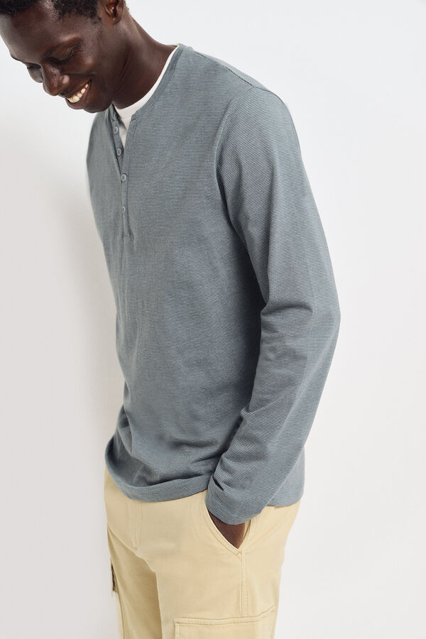 Springfield Camiseta manga larga cuello panadero rayas azul