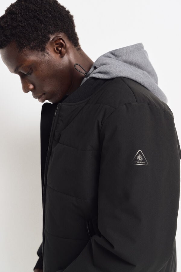 Springfield Jaqueta bomber acolchoada com capuz remov&iacute;vel preto