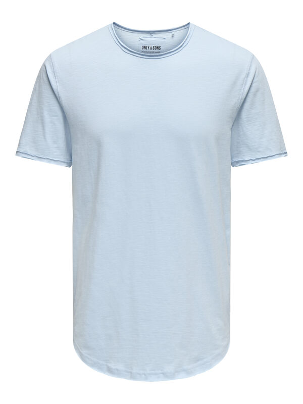 Only & Sons Camiseta masculina de manga curta com corte longo azul