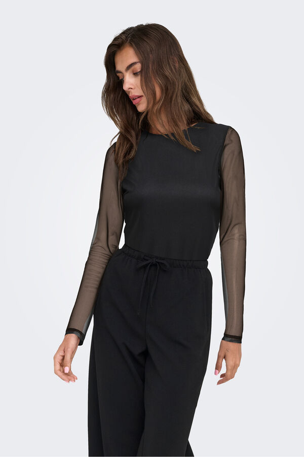 Only Camiseta semitransparente negro