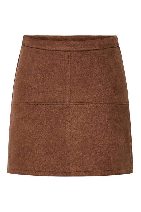 Pieces Saia curta camur&ccedil;a castanho