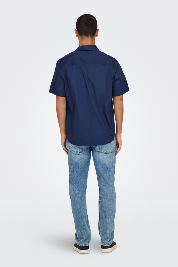 Only & Sons Camisa manga curta azul