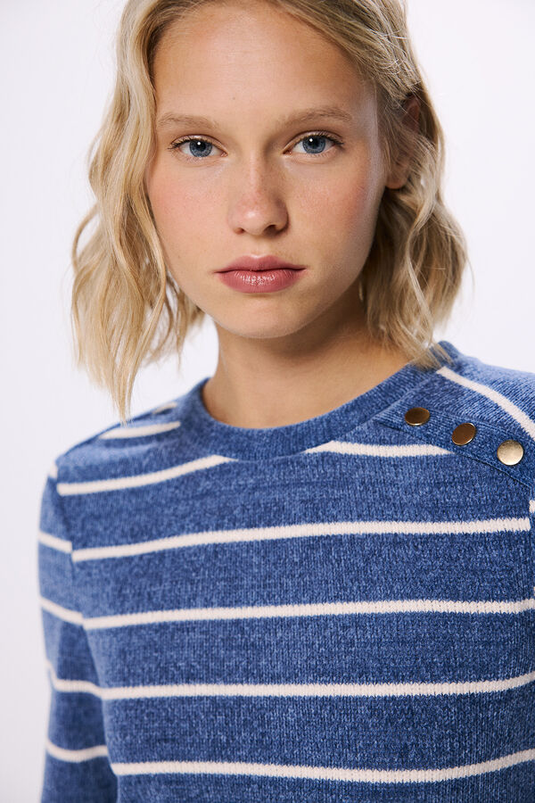 Springfield Camiseta chenilla botones hombro combinada azul