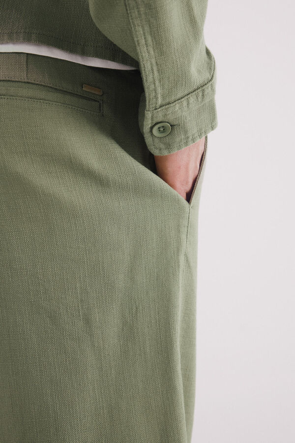 Springfield Pantalón dobby straight fit kaki