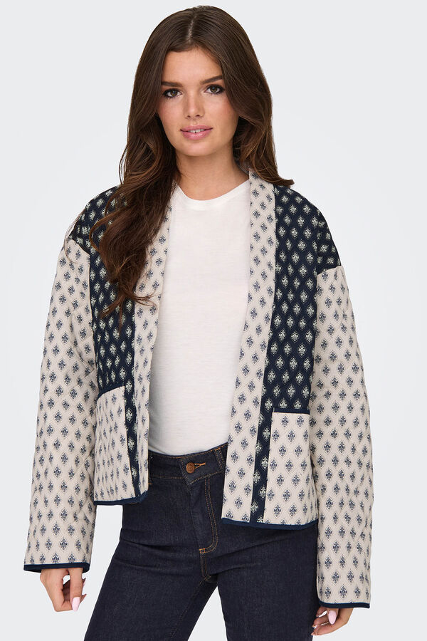 JDY Casaco estampado e acolchoado de manga comprida bege