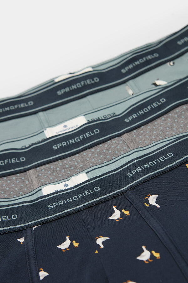 Springfield Pack 3 boxers patos y ping&uuml;inos azul