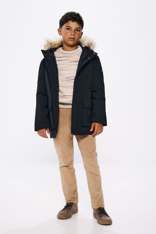 Springfield Kids Parka capucha con pelo ni&ntilde;o negro