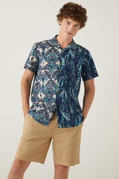Springfield Camisa manga curta dupla estampagem marinho mistura