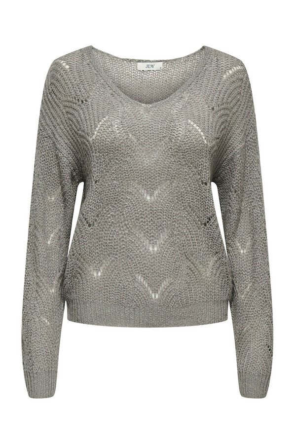 JDY Jersey cuello pico lurex gris