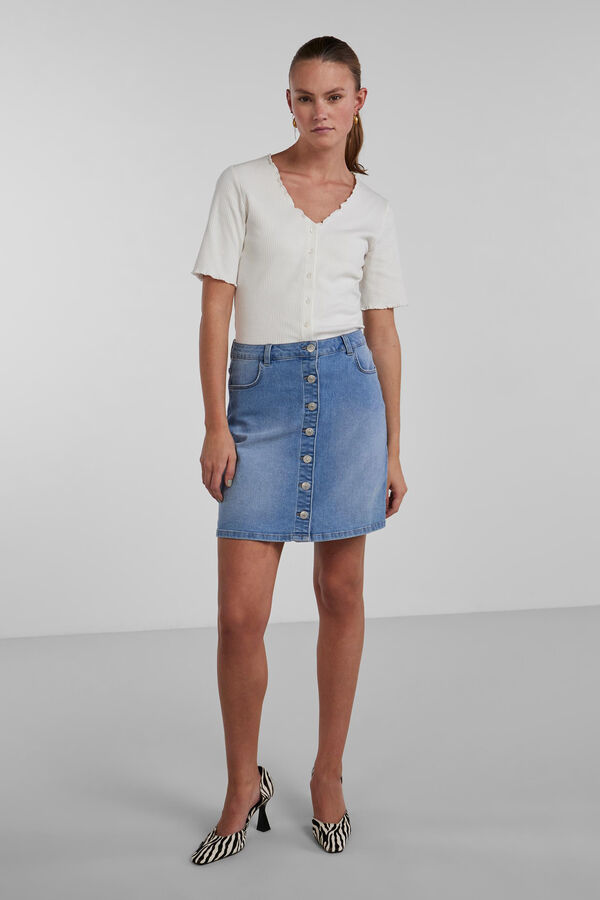 Pieces Falda Midi azul