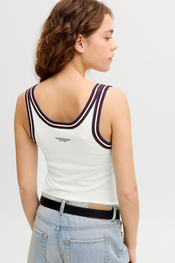 Jack & Jones Top de malha canelada de al&ccedil;as branco