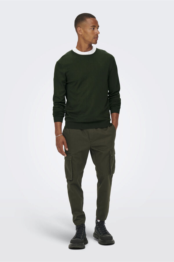 Only & Sons Su&eacute;ter de malha fina liso verde